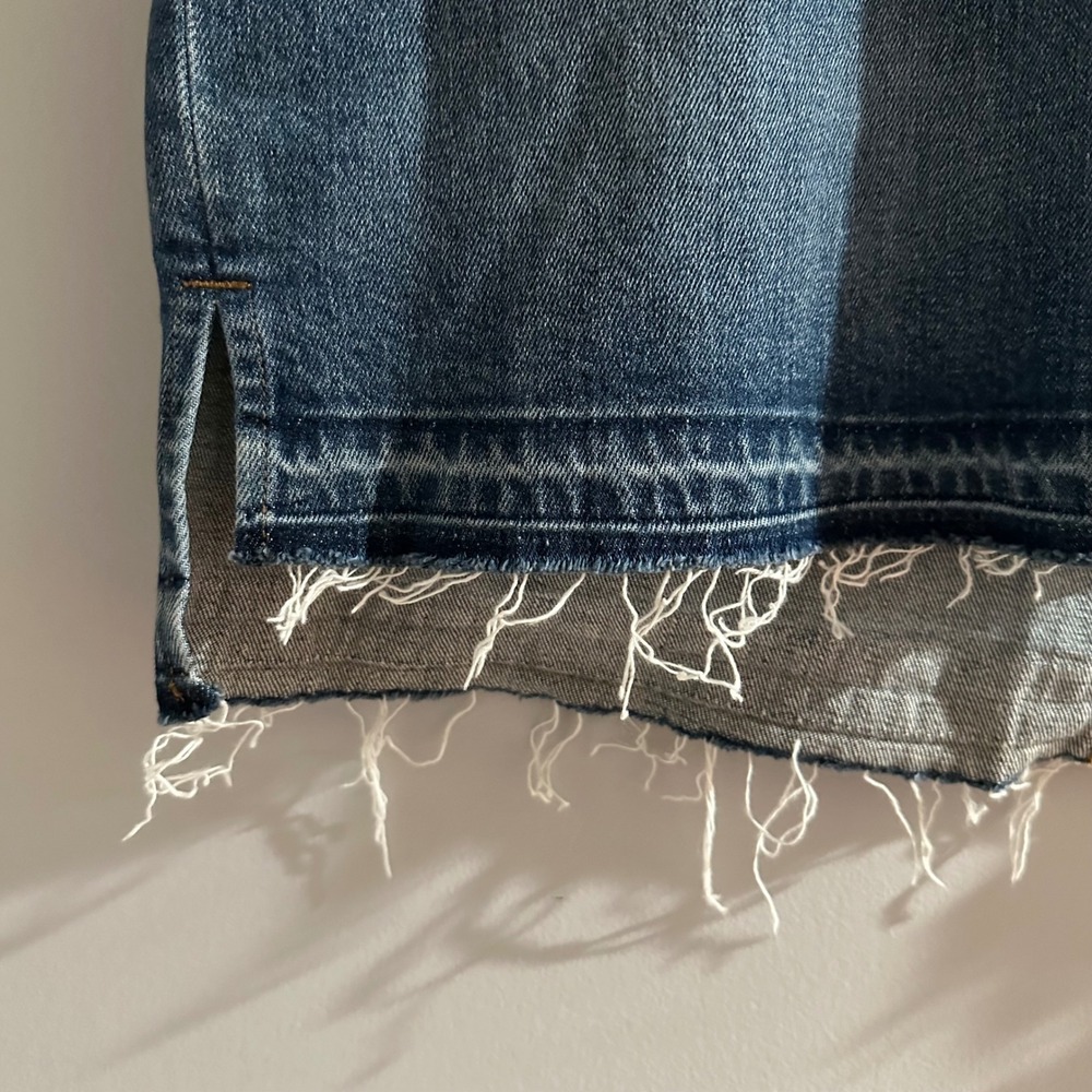 Madewell Denim Mini Skirt Womens 28 Blue Excellent‎ Raw Frayed Step Hem G7100 - Picture 2 of 6